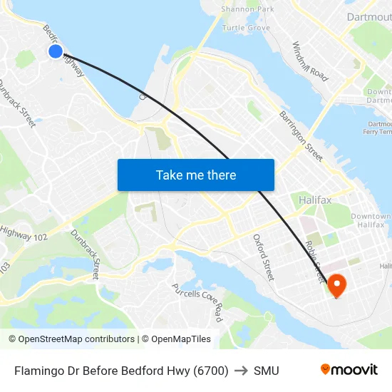 Flamingo Dr Before Bedford Hwy (6700) to SMU map