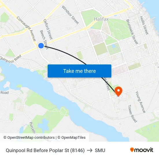 Quinpool Rd Before Poplar St (8146) to SMU map