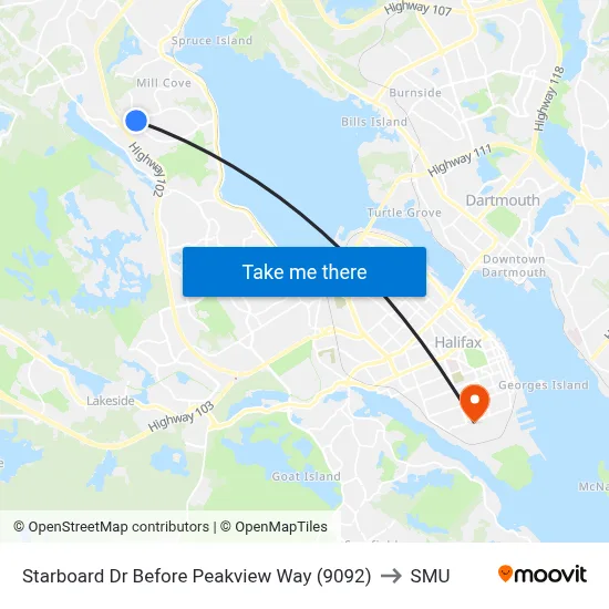 Starboard Dr Before Peakview Way (9092) to SMU map