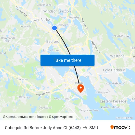Cobequid Rd Before Judy Anne Ct (6443) to SMU map