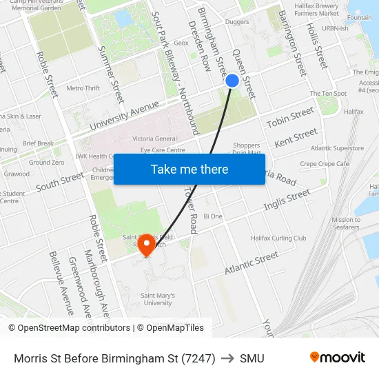 Morris St Before Birmingham St (7247) to SMU map