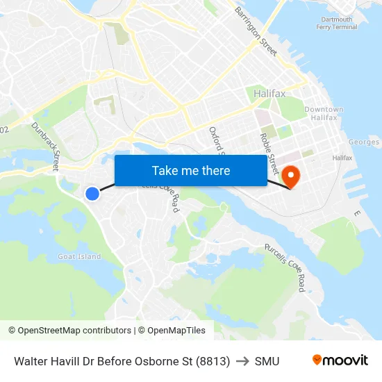 Walter Havill Dr Before Osborne St (8813) to SMU map