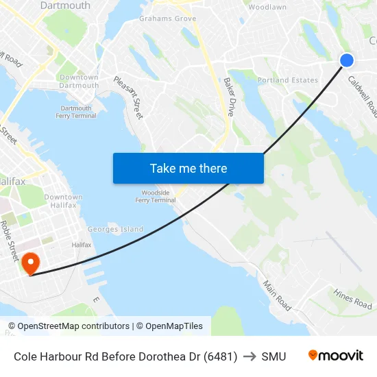 Cole Harbour Rd Before Dorothea Dr (6481) to SMU map
