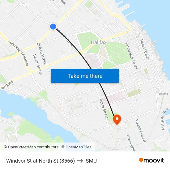 Windsor St at North St (8566) to SMU map