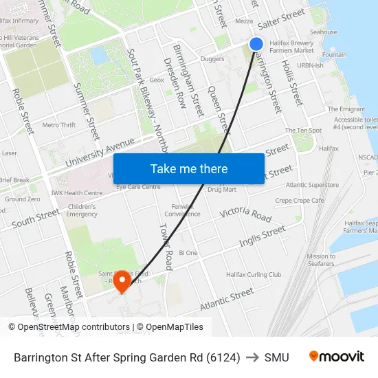 Barrington St After Spring Garden Rd (6124) to SMU map