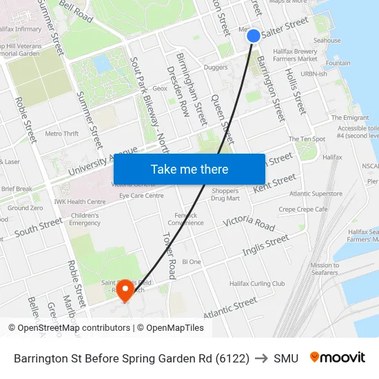 Barrington St Before Spring Garden Rd (6122) to SMU map