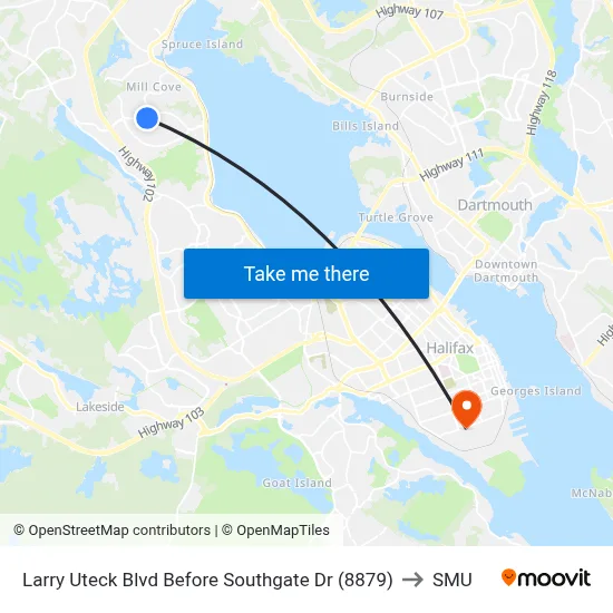 Larry Uteck Blvd Before Southgate Dr (8879) to SMU map