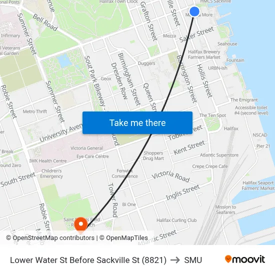 Lower Water St Before Sackville St (8821) to SMU map