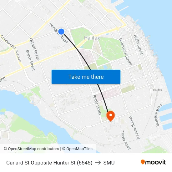Cunard St Opposite Hunter St (6545) to SMU map