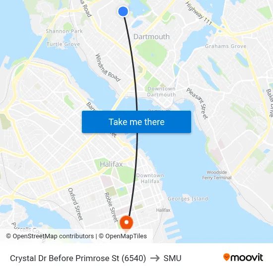 Crystal Dr Before Primrose St (6540) to SMU map
