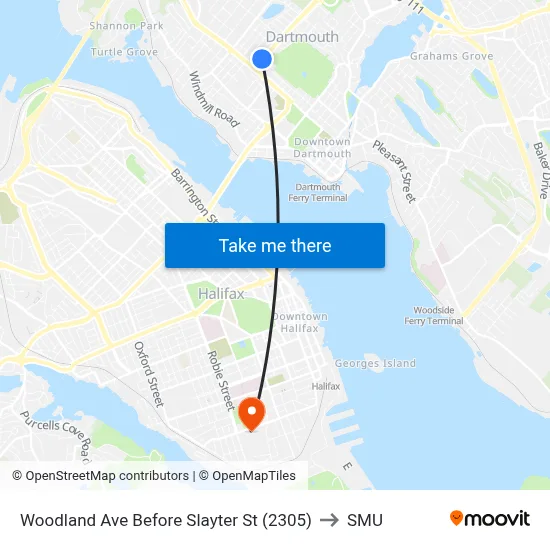 Woodland Ave Before Slayter St (2305) to SMU map