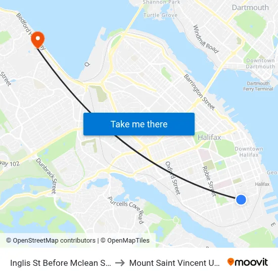 Inglis St Before Mclean St (6566) to Mount Saint Vincent University map