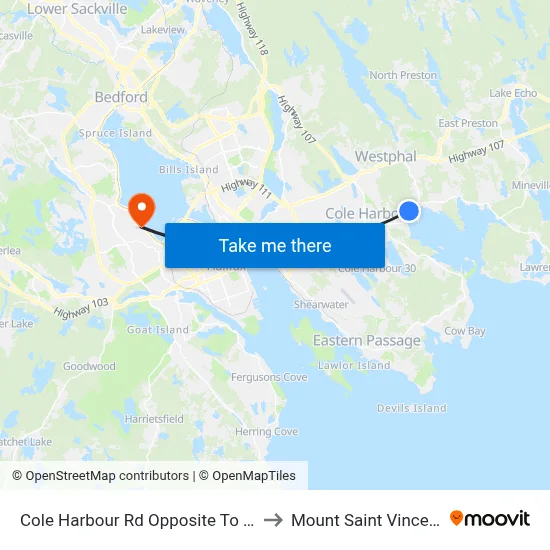 Cole Harbour Rd Opposite To Pacific Ave (2342) to Mount Saint Vincent University map