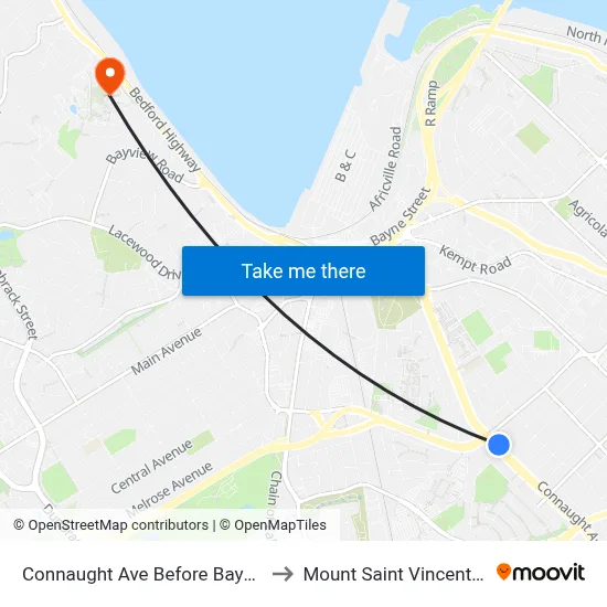 Connaught Ave Before Bayers Rd (2389) to Mount Saint Vincent University map