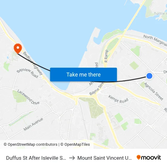 Duffus St After Isleville St (6581) to Mount Saint Vincent University map