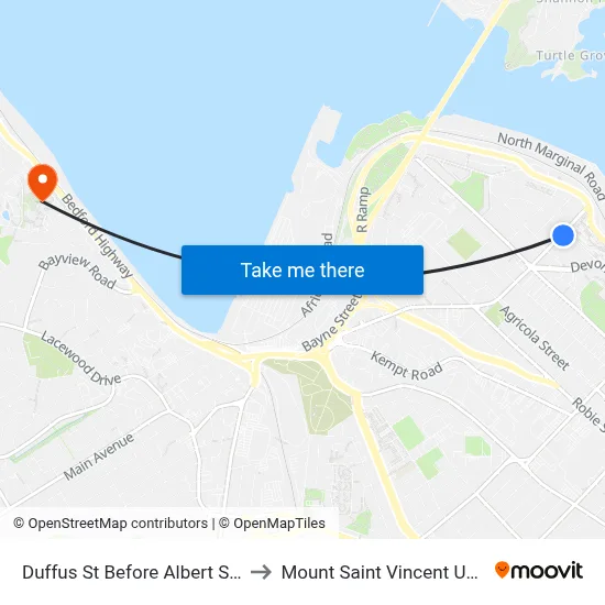 Duffus St Before Albert St (6586) to Mount Saint Vincent University map