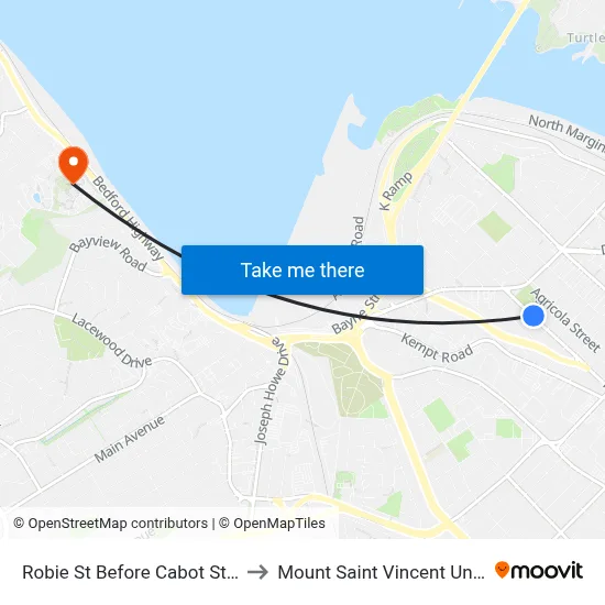 Robie St Before Cabot St (8203) to Mount Saint Vincent University map