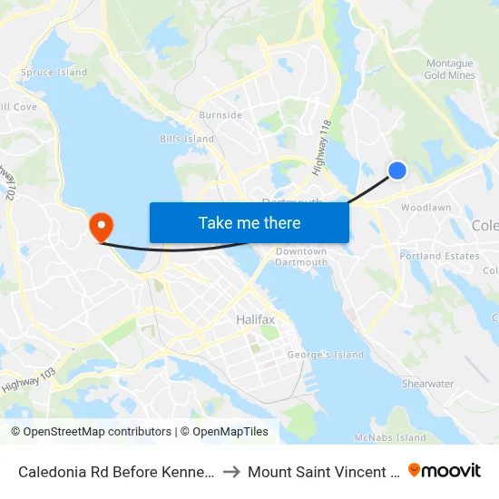 Caledonia Rd Before Kennedy Dr (6371) to Mount Saint Vincent University map