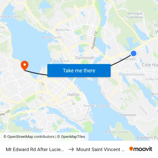 Mt Edward Rd After Lucien Dr (7266) to Mount Saint Vincent University map