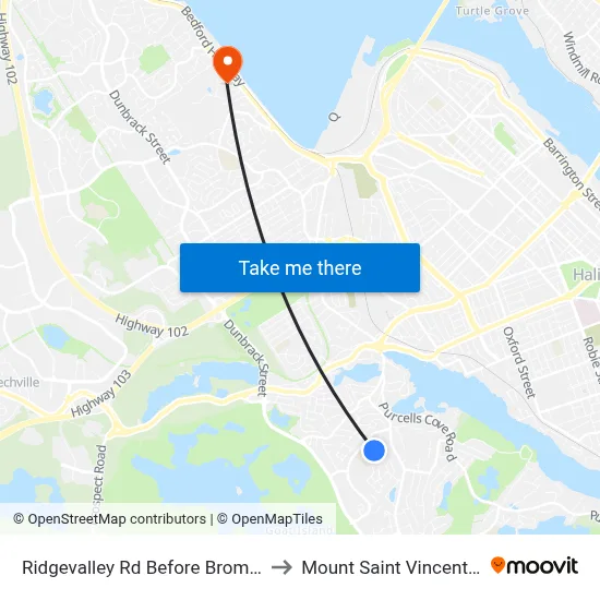 Ridgevalley Rd Before Bromley Rd (8168) to Mount Saint Vincent University map