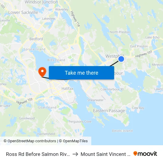 Ross Rd Before Salmon River Dr (8765) to Mount Saint Vincent University map