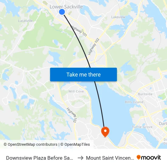 Downsview Plaza Before Sackville Dr (6579) to Mount Saint Vincent University map