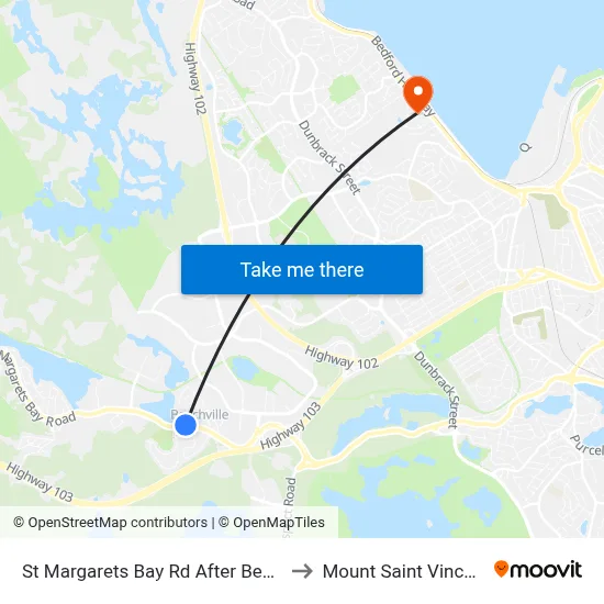 St Margarets Bay Rd After Beech Tree Run (6144) to Mount Saint Vincent University map