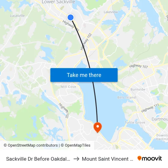 Sackville Dr Before Oakdale Dr (7323) to Mount Saint Vincent University map