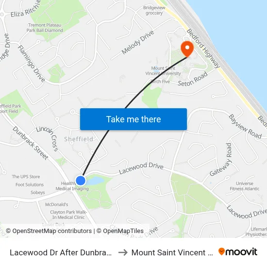 Lacewood Dr After Dunbrack St (7067) to Mount Saint Vincent University map