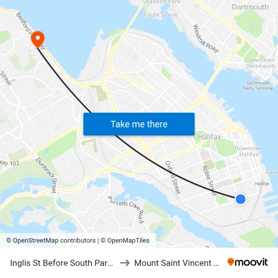 Inglis St Before South Park St (6968) to Mount Saint Vincent University map