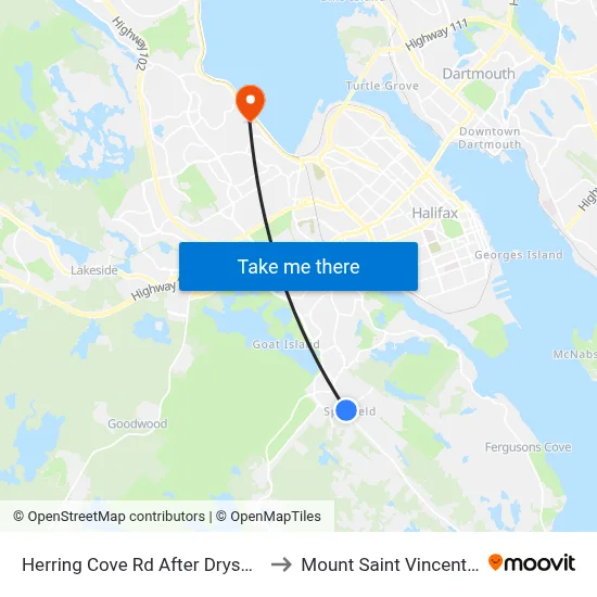 Herring Cove Rd After Drysdale Rd (6874) to Mount Saint Vincent University map