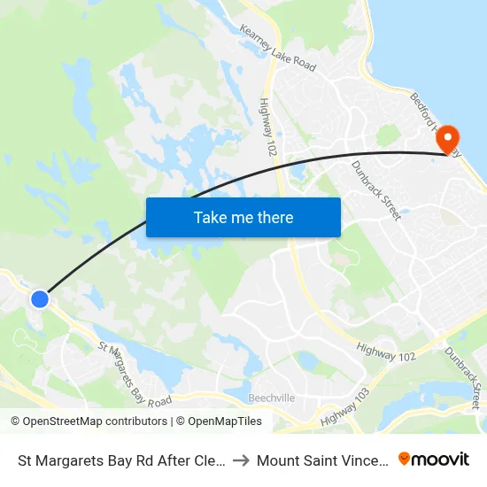St Margarets Bay Rd After Clearwater Dr (6175) to Mount Saint Vincent University map