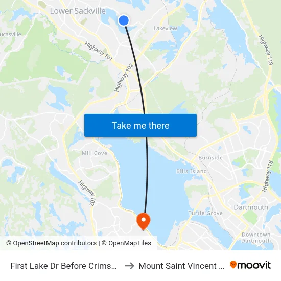 First Lake Dr Before Crimson Dr (6689) to Mount Saint Vincent University map