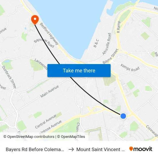 Bayers Rd Before Coleman Ct (6193) to Mount Saint Vincent University map