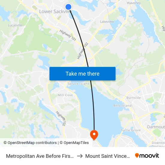 Metropolitan Ave Before First Lake Dr (7207) to Mount Saint Vincent University map