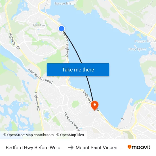 Bedford Hwy Before Welch Ln (6224) to Mount Saint Vincent University map