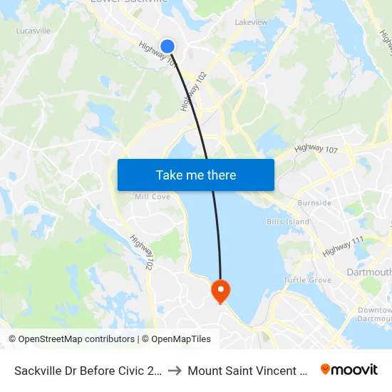 Sackville Dr Before Civic 222 (7330) to Mount Saint Vincent University map