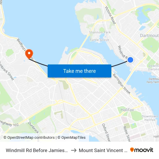 Windmill Rd Before Jamieson St (8525) to Mount Saint Vincent University map