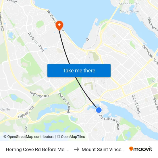 Herring Cove Rd Before Melwood Ave (6901) to Mount Saint Vincent University map