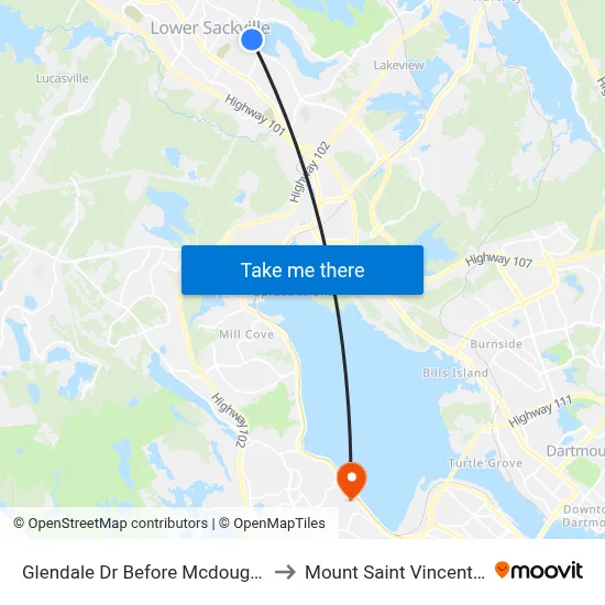 Glendale Dr Before Mcdougall Ave (6751) to Mount Saint Vincent University map