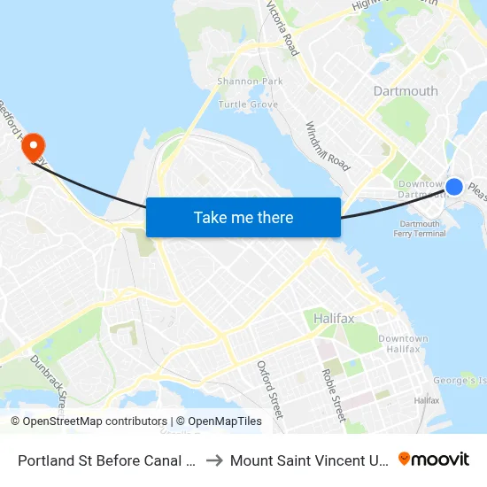 Portland St Before Canal St (8057) to Mount Saint Vincent University map