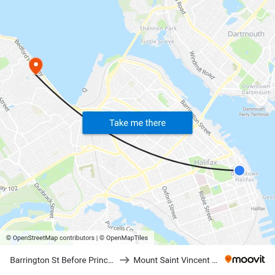 Barrington St Before Prince St (6084) to Mount Saint Vincent University map