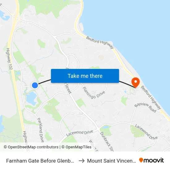 Farnham Gate Before Glenbourne Ct (6650) to Mount Saint Vincent University map