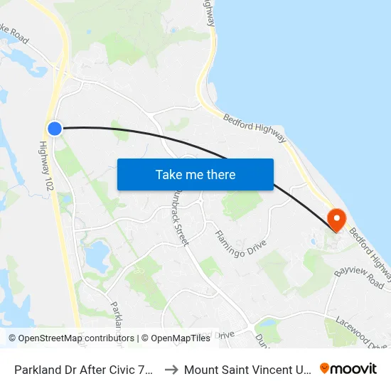 Parkland Dr After Civic 767 (9028) to Mount Saint Vincent University map