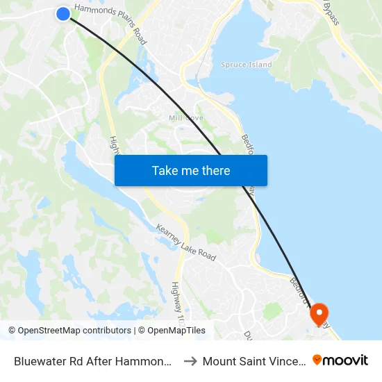 Bluewater Rd After Hammonds Plains Rd (6840) to Mount Saint Vincent University map