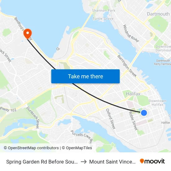 Spring Garden Rd Before South Park St (8333) to Mount Saint Vincent University map