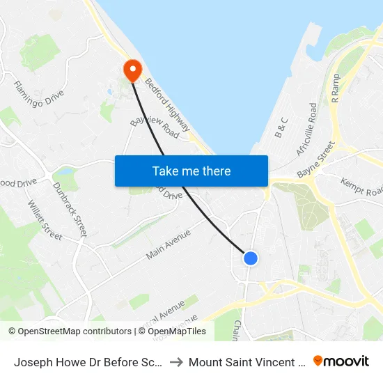 Joseph Howe Dr Before Scot St (6986) to Mount Saint Vincent University map
