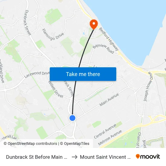 Dunbrack St Before Main Ave (6604) to Mount Saint Vincent University map