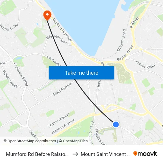 Mumford Rd Before Ralston Ave (7281) to Mount Saint Vincent University map