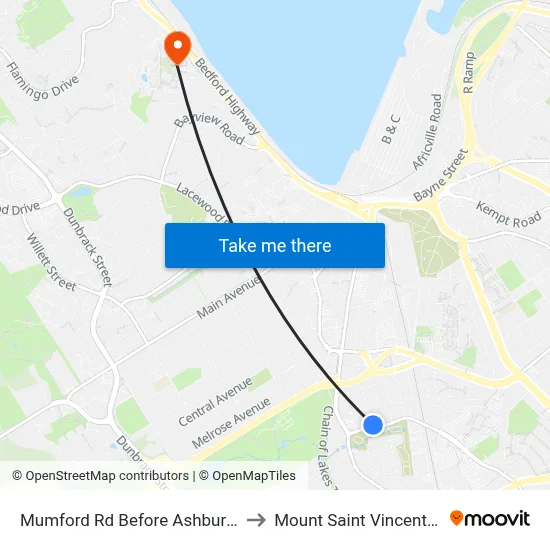 Mumford Rd Before Ashburn Ave (7280) to Mount Saint Vincent University map